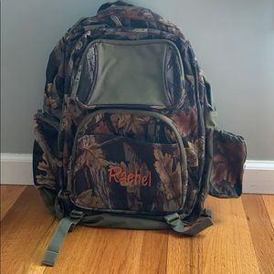 Camo embroidered book bag
